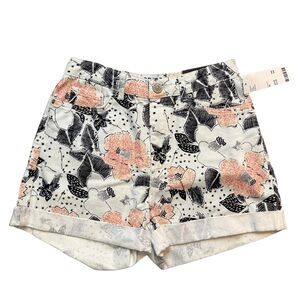 Urban Outfitters BDG Pink Black Floral Patterned Mom Style Denim Shorts W26